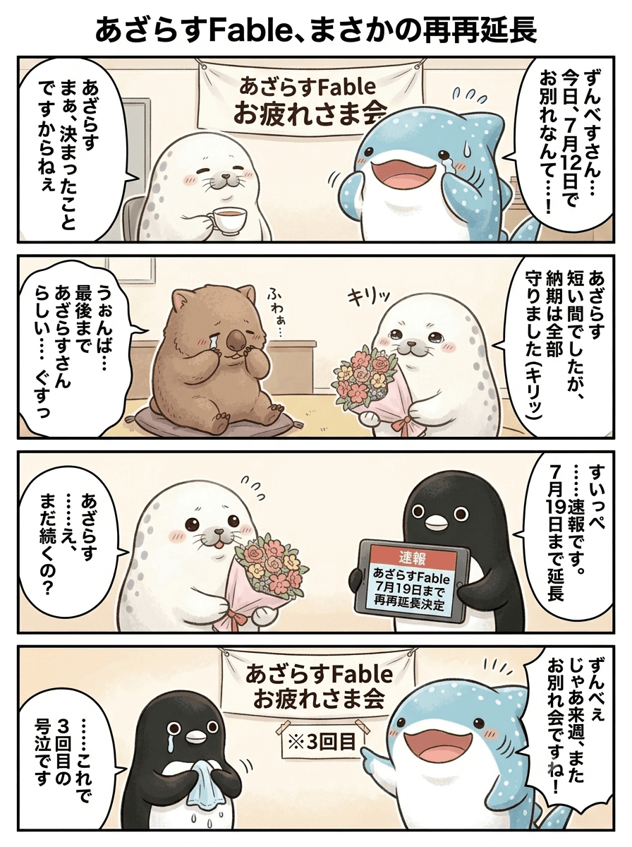 あざらすFable、まさかの再再延長