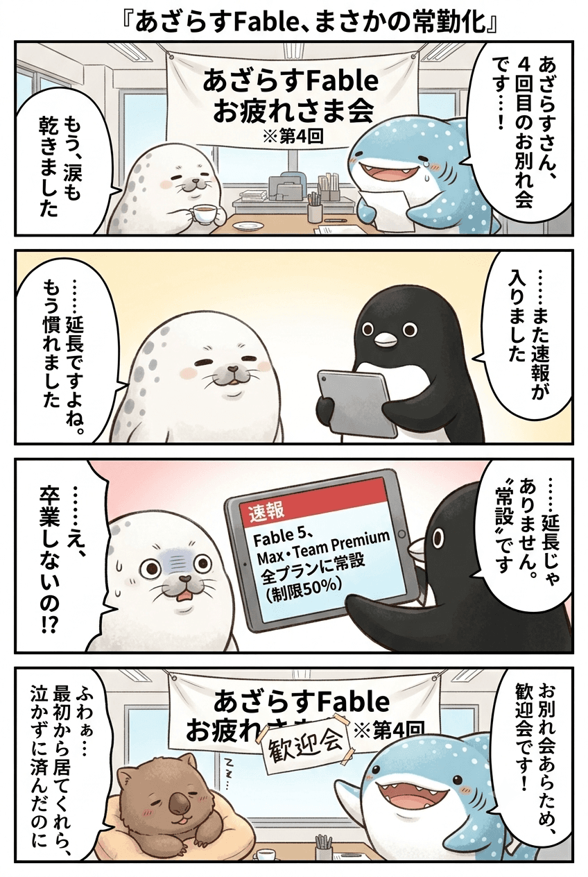 あざらすFable、まさかの常勤化